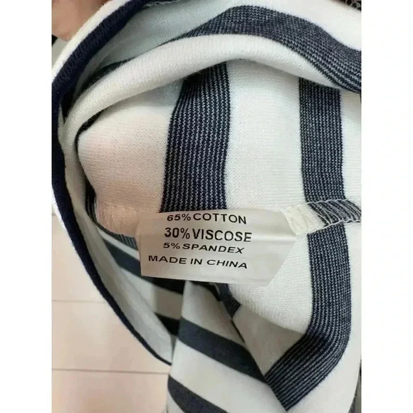 Toss Designs Small Nautical Blue & White Striped 3/4 Sleeve High-Low Sweater - Picture 7 of 10